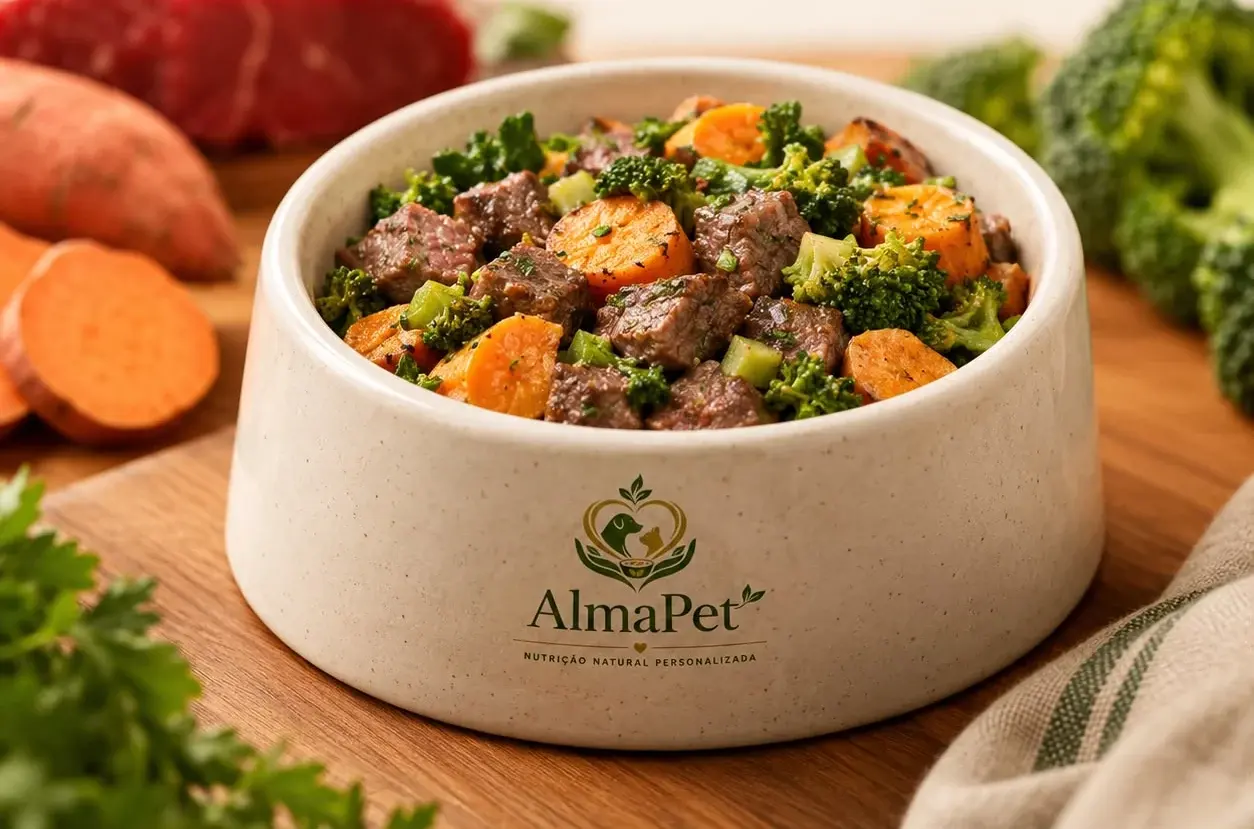 Pote Alma Pet com ingredientes naturais, vegetais e proteína